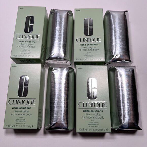 LOT of 4 Clinique Acne Solutions Cleansing Bar Soap For Face and Body Full Size - Picture 1 of 7